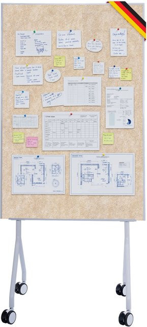 Floordirekt Giant Mobile Moderationstafel Beidseitige Filztafel auf Rollen Beige B: 80 cm, H: 120 cm - Bild 1