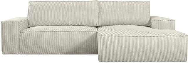 Vente-unique Schlafsofa Amelia in Beige mit Cord-Bezug und Schlaffunktion - Bild 1