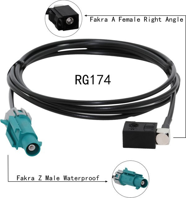 DexMRtiC Fakra A-Buchse auf Fakra Z-Stecker Pigtail-Kabel RG174 wasserdicht, Länge: 1,5 m - Bild 1