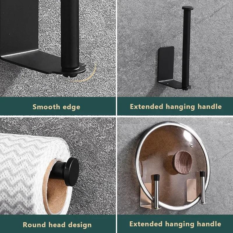 Edelstahl-Papierhandtuchhalter von Binchi Lighting Appliances in Schwarz oder Silber, selbstklebender Toilettenpapierhalter mit verlängertem Lagerregal für Küche und Bad - Bild 3