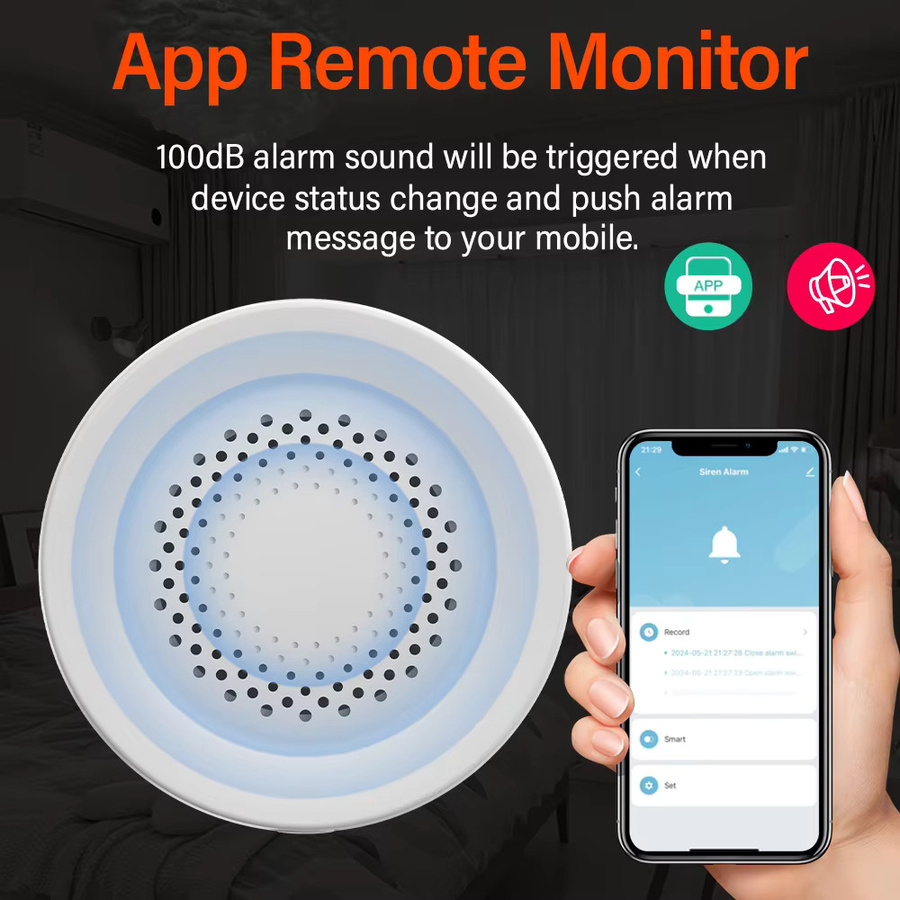 Tuya Zigbee Kabelloser Intelligenter Sirenen-Alarmsensor mit 100dB Einbruchalarm in Schwarz oder Weiß, kompatibel mit Smart Life, Alexa und Google Home - Bild 3