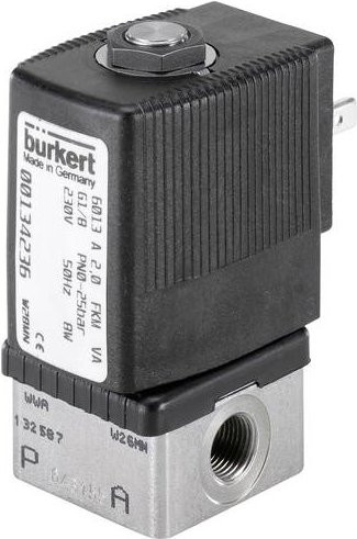 Bürkert Direktgesteuertes Ventil 137820 6013A in Schwarz, 24 V/DC, G 1/4 Muffe, Nennweite 2mm - Bild 1