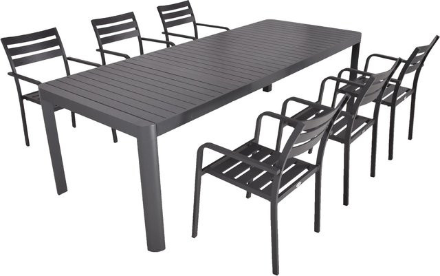 Garden Pleasure Gartenmöbel-Set Amira 7-teilig Anthrazit aus Aluminium mit ausziehbarer Tafel - Bild 1