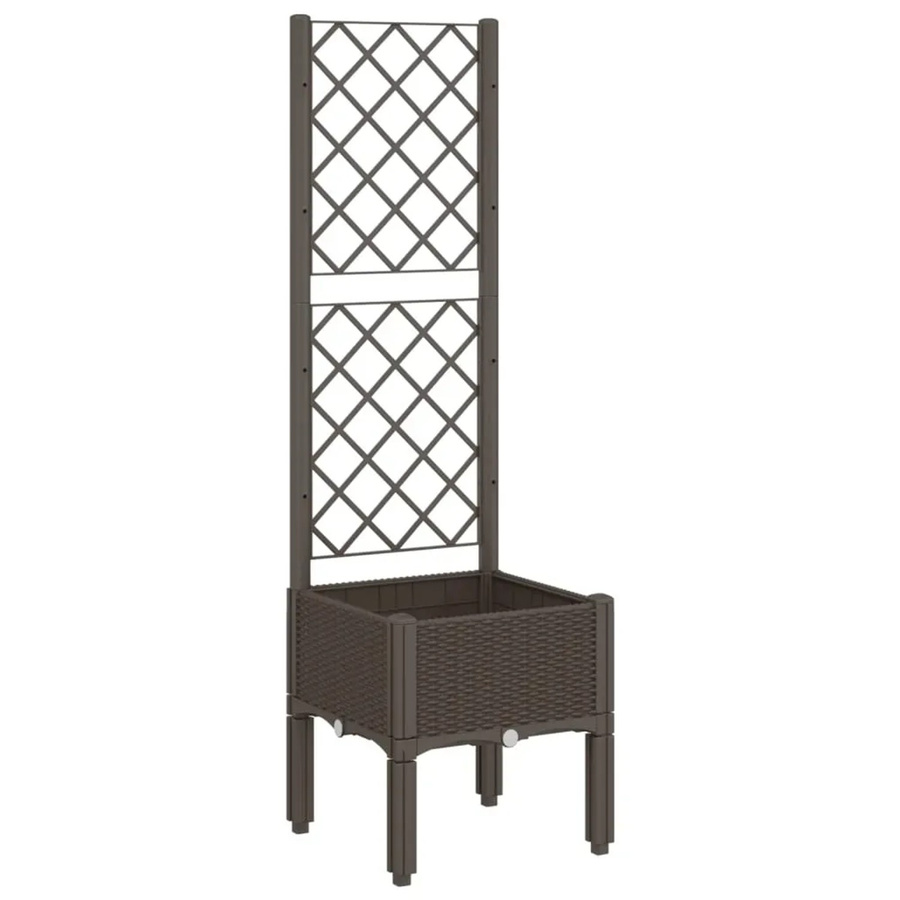 vidaXL Pflanzkübel mit Rankgitter in Rattan-Optik, Braun, B/T/H: 40 x 40 x 142 cm - Bild 2