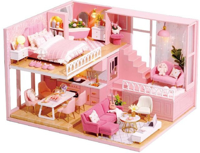 Binchi Keji Travel DIY Puppenhaus Miniatur, Loft, Rosa / Pink, ab 14 Jahren - Bild 1
