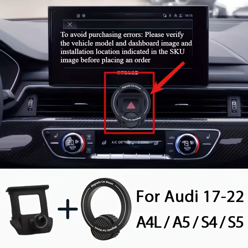 Lcars Magnetische Auto-Handyhalterung für Audi A4L, A5, S4 und S5 (2017-2022), 360-Grad drehbar, Schwarz, Lüftungsschlitz-Halterung - Bild 3