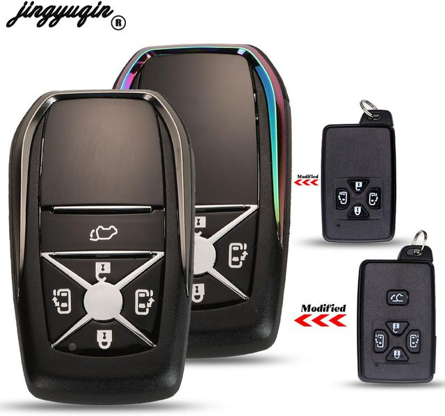 Jingyuqin Upgrade Ersatz Gehäuse für Smart Remote Key Fob mit 4/5 Tasten für Toyota Previa Alphard Prius, Farbe: Schwarz, inklusive 48 Klinge - Bild 1