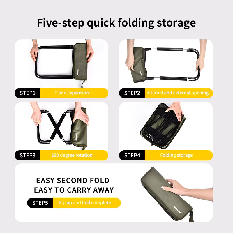 PACOONE Outdoor Camping Stuhl aus Aluminiumlegierung in Gold und Grün mit praktischer Tasche - Bild 5