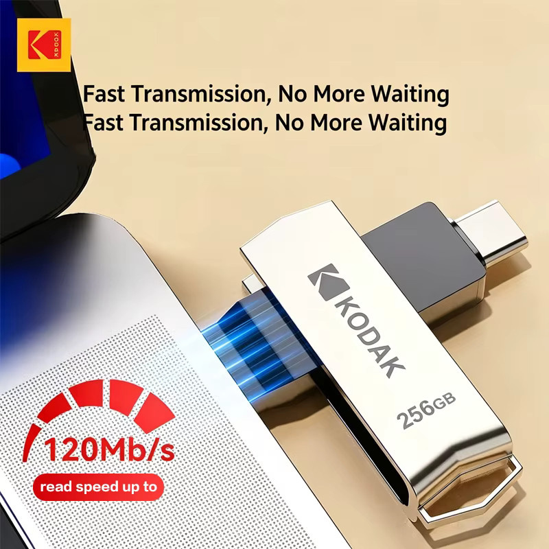 Kodak K273 Dual-Flash-Laufwerk USB 3.2 Typ C High Speed Pendrive aus Metall in Silber - Bild 2