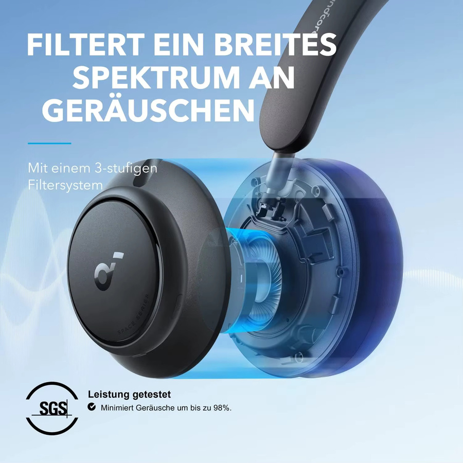 soundcore by Anker Space Q45 Bluetooth Kopfhörer mit adaptivem Active Noise Cancelling in Schwarz - Bild 3