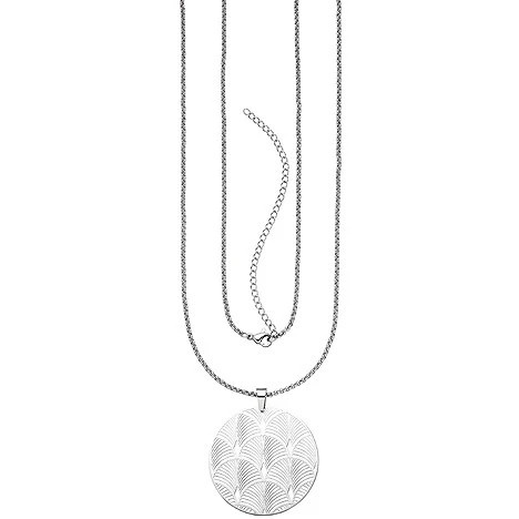 Colfem Collier Kette mit Anhänger, Edelstahl, Silber, 80 cm, Unisex - Bild 1