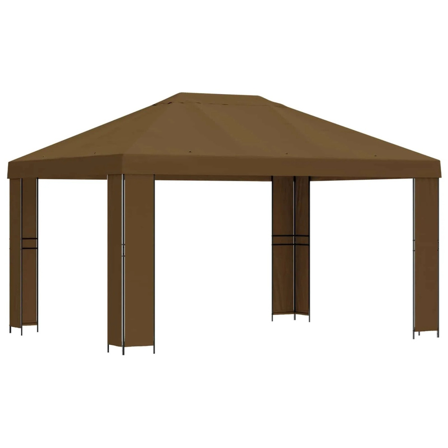 vidaXL Pavillon aus Stahl und Polyester in Taupe mit zweistufiger Belüftung, B: 400 cm, T: 300 cm, H: 276,5 cm - Bild 2