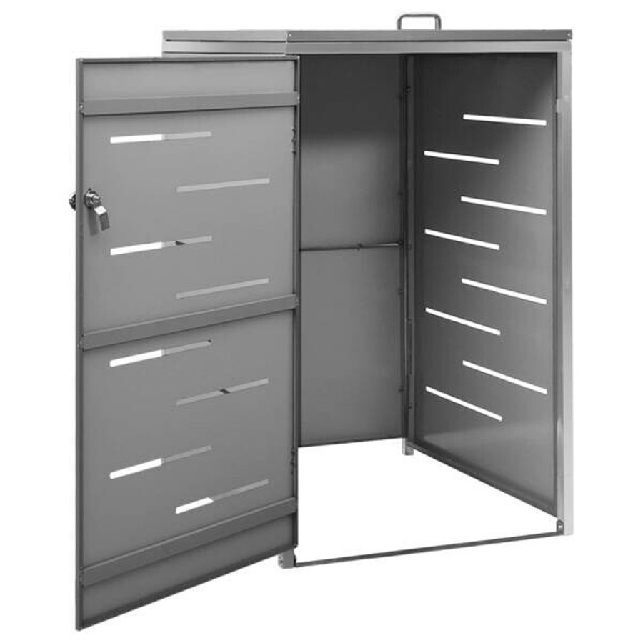 vidaXL Mülltonnenbox aus verzinktem Edelstahl in Anthrazit B/H/T: 69 x 112,5 x 77,5 cm - Bild 3