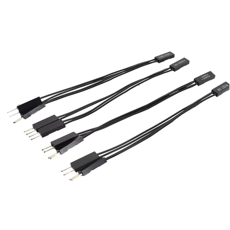 BOHCHONG Frontplatte Power+ Reset Power SW HDD 1 bis 2 Set Verlängerungssplitterkabel in Schwarz mit Dual-Start-Schalter Unterstützung - Bild 1