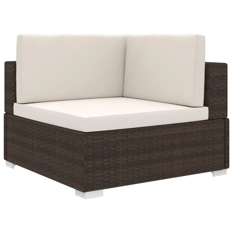 vidaXL Modular-Ecksessel aus Poly-Rattan mit Kissen in Braun - Bild 2