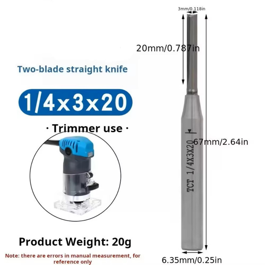 TCT-Fräser mit gerader Klinge aus Hartlegierung für Metall- und Holzbearbeitung, Silber, 3 mm - Bild 3