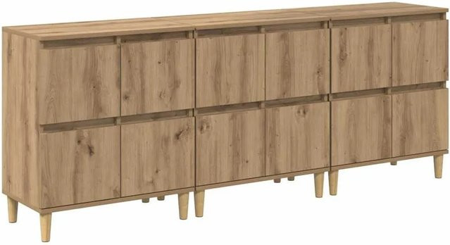 Set aus 3 vidaXL Sideboards in Artisan-Eiche, modern, braun, B/T/H: 60 x 35 x 70 cm - Bild 1