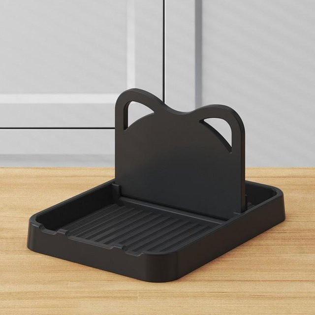 SEEQS Multifunktionaler Pfannen- und Topfdeckelhalter mit Löffelablage in Schwarz - Bild 1
