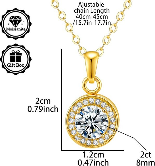 LAMVOICE Halskette, Moissanit, Zirkonia, Gold, Damen - Bild 1