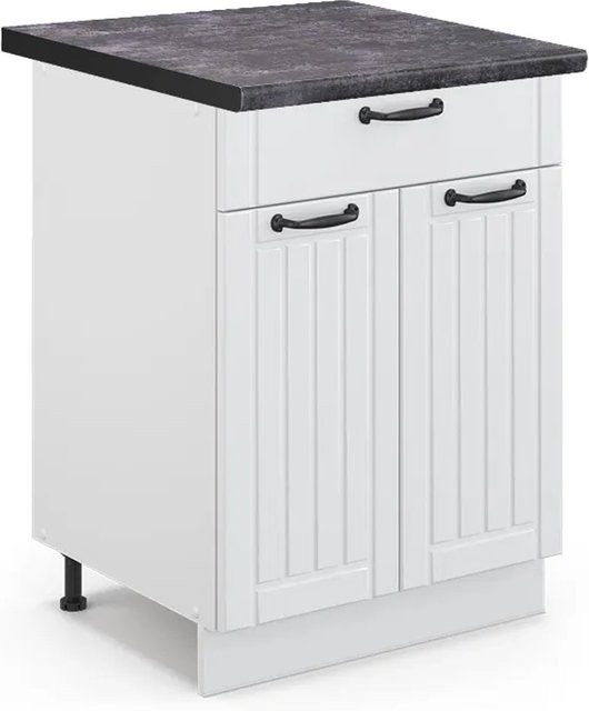 Vicco Küchenunterschrank Fame-Line in Weiß im Landhausstil mit Schublade in Anthrazit, Breite: 60 cm - Bild 1