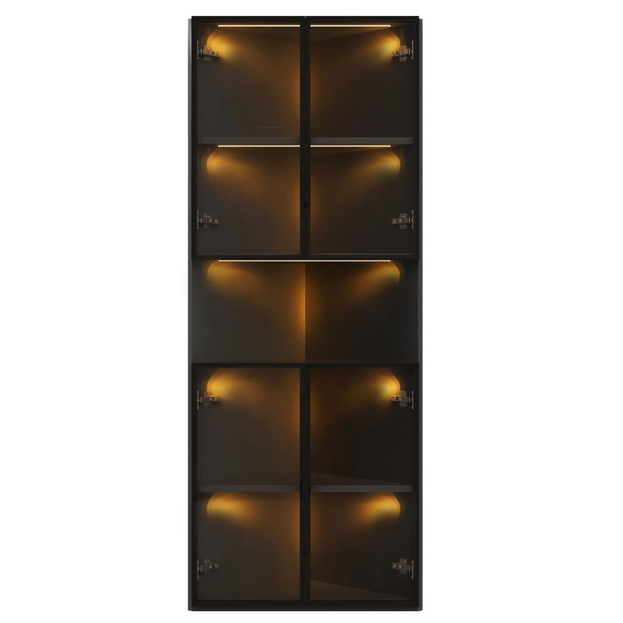Merax Eckvitrine in Schwarz mit LED-Beleuchtung und Glasfront, B/T/H: 62 x 32 x 160 cm - Bild 2