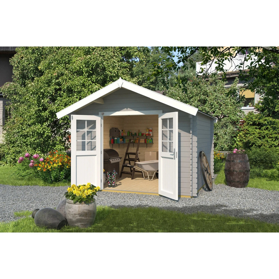 WEKA Gartenhaus 209 aus Holz mit Satteldach in Grau, B/H/T: 333 x 261 x 360 cm - Bild 2