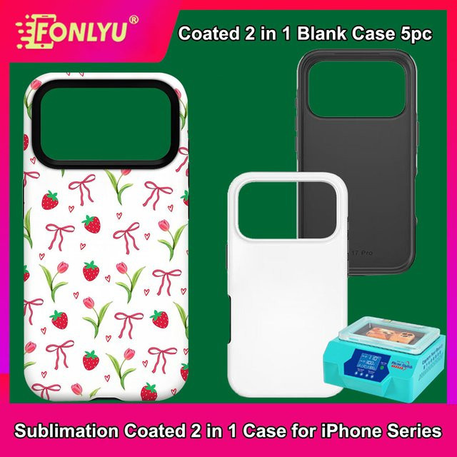 FONLYU 5er Set Sublimationsrohlinge Handyhüllen für iPhone 17 16 15 Pro Max aus Soft TPU und Hard PC für DIY Wärmeübertragung - Bild 1
