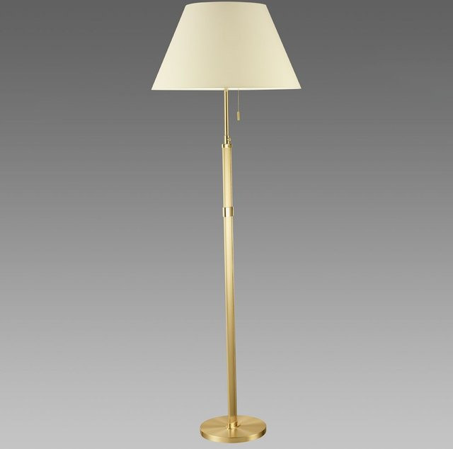 B+M Leuchten Seda Stehleuchte aus Metall und Stoff in Gold/Messing, Weiß und Beige, Höhe: 155 cm - Bild 1