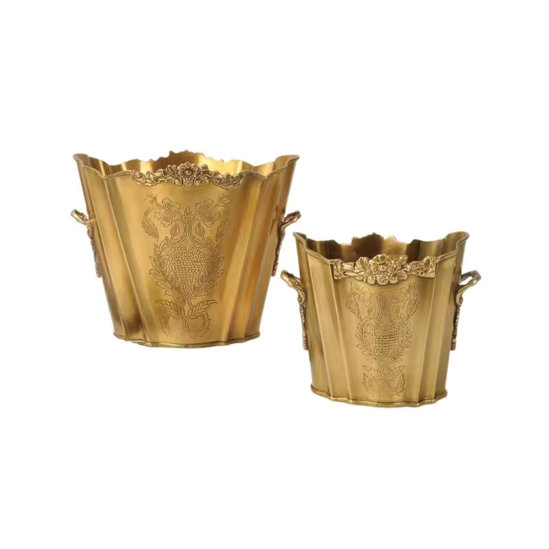 Luxuriöser Champagner-Eiskübel aus Messing in Rot und Gold für den Tisch - Bild 4