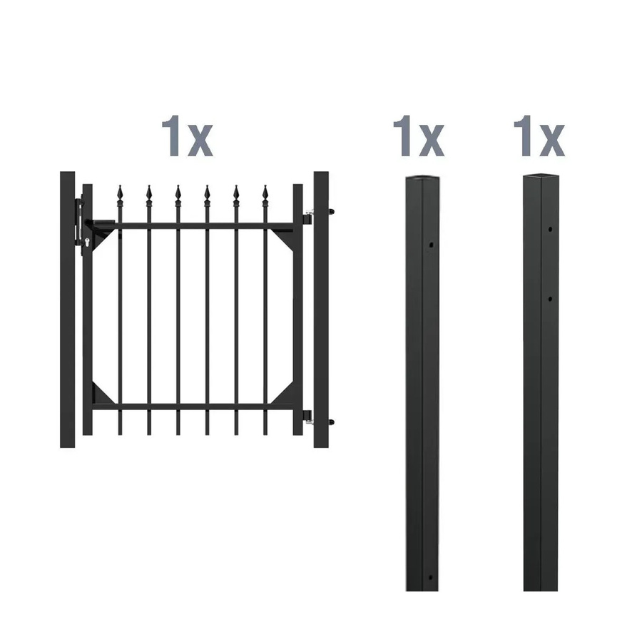 ALBERTS Einzeltor-Set Chaussee zum Einbetonieren in Matt-Schwarz, Breite: 120 cm, Höhe: 96 cm - Bild 4