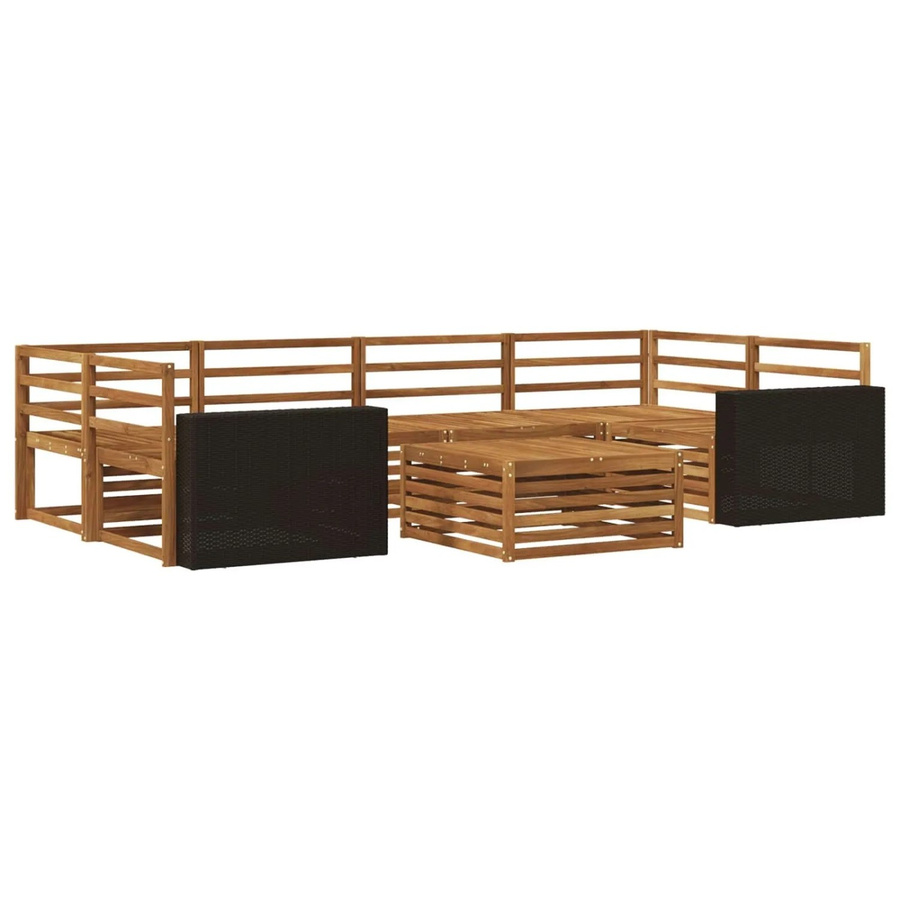 vidaXL Outdoor-Sofagarnitur aus Massivholz Akazie in Natur Braun, 7-teiliges Set mit Tisch und Polstermöbeln - Bild 2