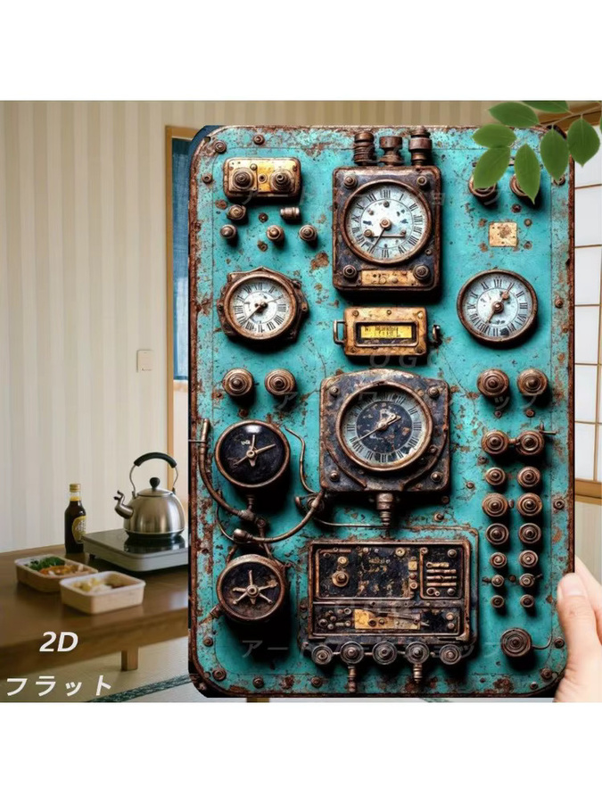 CIFBUY Vintage Industrielle Metall-Wandkunst mit Zahnrädern, Abstraktes Geometrisches Design in Teal-Blau und Weiß - Bild 7
