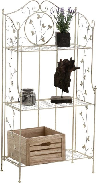 TPFGarden Standregal Remus aus Metall in Antik-Creme für Garten und Wohnbereich B: 58 cm, T: 33 cm, H: 118 cm - Bild 1