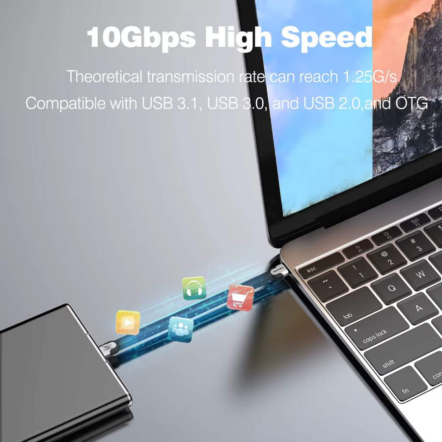 UGOURD USB-A auf USB-C Kabel 10Gbps Datenübertragung USB 3.1/3.2 Gen2 mit 60W Ladeleistung, Schwarz - Bild 3