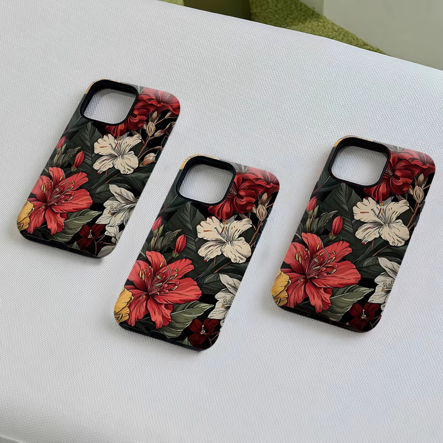 Aurea Case Matte Bumper MagSafe Schutzhülle für iPhone mit Vintage Hibiskus-Blüten-Design in Multicolour - Bild 5