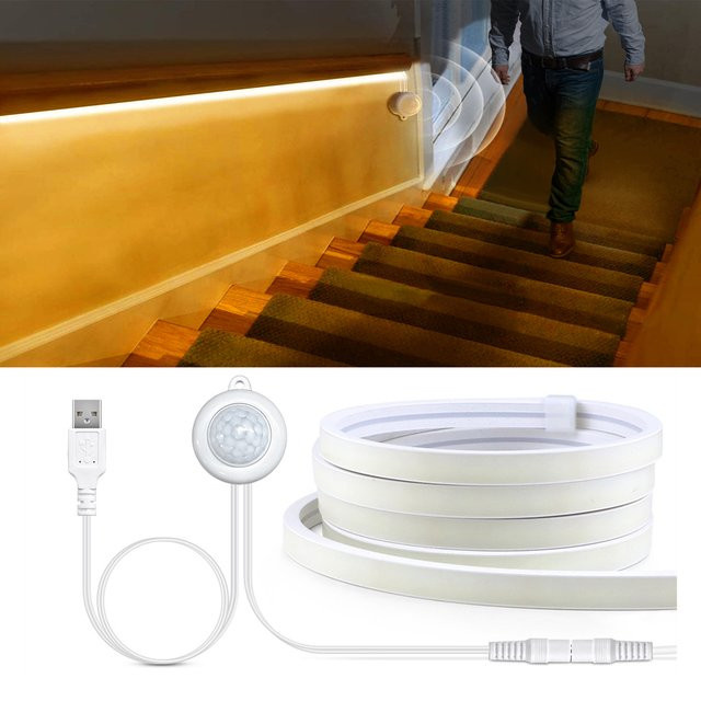 Guillermo COB LED-Streifen mit Bewegungssensor und USB-Anschluss, wasserdichtes Nachtlicht in Weiß - Bild 1