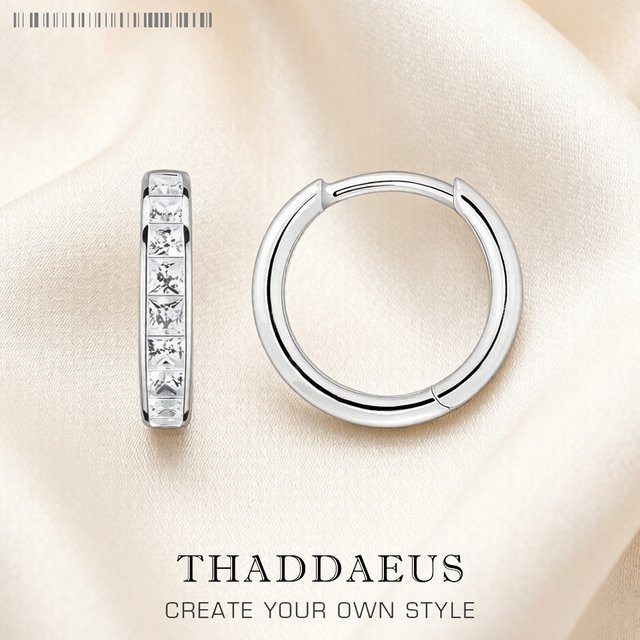 Thaddaeus Creolen, 925 Silber, Zirkonia, Weiß, Damen - Bild 1