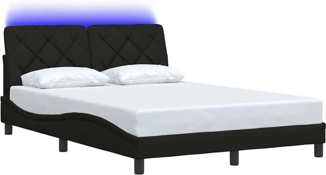 vidaXL Bettgestell mit LED-Beleuchtung und USB-Anschluss in Schwarz, Stoffbezug, B/T/H: 140 x 200 x 145 x 218 cm - Bild 1
