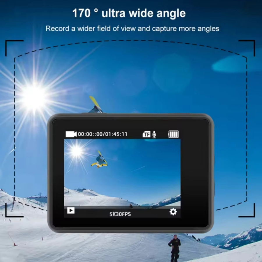 Bytelike 5K Action Kamera mit Dual-Screen Touchdisplay, 24MP, Schwarz, inklusive Zubehör und Fernbedienung mit WLAN und HDMI - Bild 4