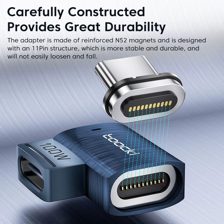 Toocki 100W Magnetischer USB-C Adapter mit LED-Anzeige als USB-C Konverter für Xiaomi, Huawei, OnePlus und LG (OTG-Unterstützung) - Bild 4