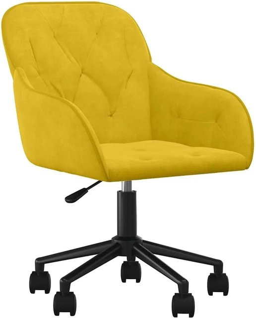 vidaXL Bürostuhl drehbar in Gelb aus Samt mit Rollen - Bild 1