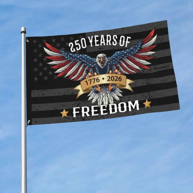 VIKAMA Wandteppich 250 Jahre Freiheit 1776-2026 mit Adler und US-Flagge, Patriotische Wanddekoration aus Polyester, Mehrfarbig, B: 150 cm, H: 100 cm - Bild 1