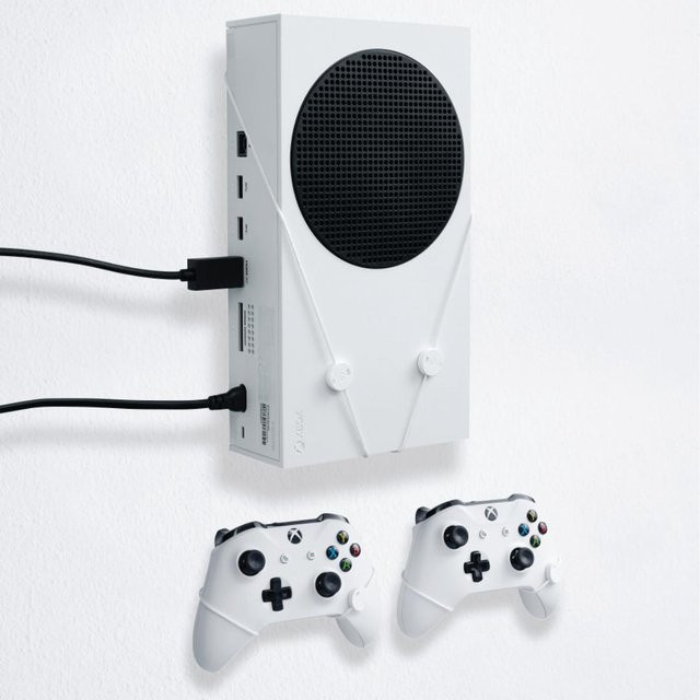 FLOATING GRIP Wandhalterung für XBOX Series S mit 2 Controller-Halterungen, Weiß - Bild 1