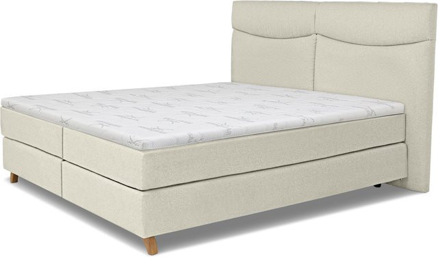 Boxspringbett SANSIBAR LIVING Langeoog in Grau mit Stoffbezug und Taschenfederkern B/T: 200 x 200 cm - Bild 1