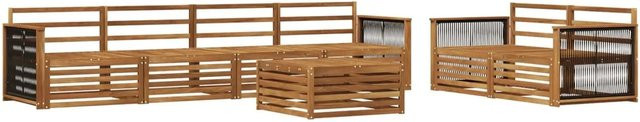 vidaXL Outdoor-Sofagarnitur aus Massivholz Akazie in Natur, 7-teiliges Set im modernen Latten-Design - Bild 1