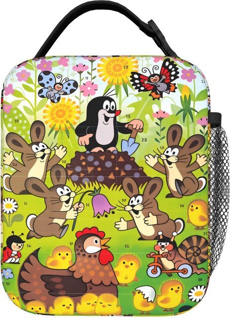 Fancy Style Studio Thermische Lunchtasche mit Krtek Maulwurf Motiv, bunte Oxford Kühltasche mit Reißverschluss - Bild 1
