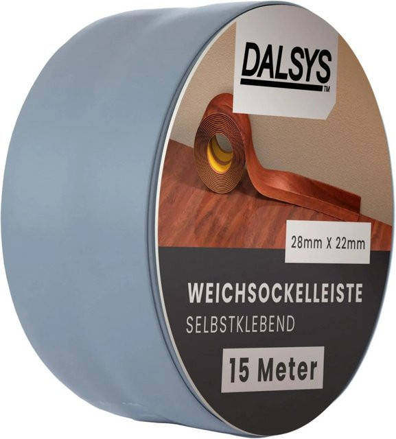 Dalsys Weichsockelleiste selbstklebend aus PVC in Dunkelgrau, 15m Fußbodenleiste - Bild 1