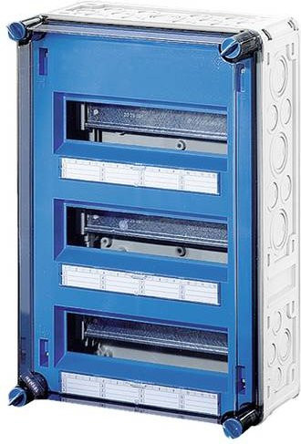 Hensel Mi 1336 Kleinverteiler Aufputz, 36 Teilungen, 3 Reihen, Blau/Transparent, B: 45,0 cm, H: 30,0 cm, T: 17,0 cm - Bild 1