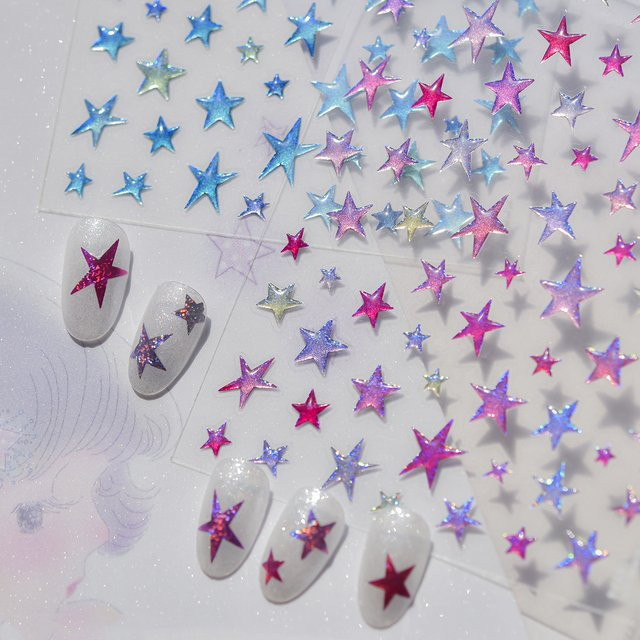 NAILFYOU Nagelkunst-Aufkleber, bunte Sterne, Glitzer Jelly Star, Unisex - Bild 1