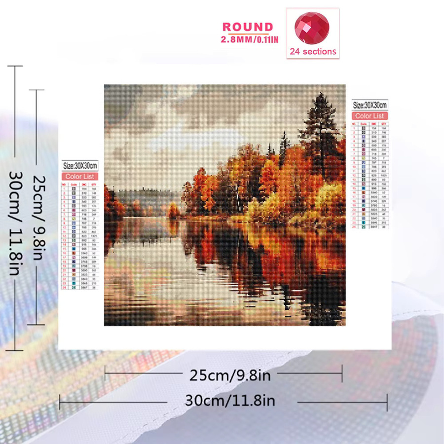 Evershine 5D DIY Diamant Stickerei Set Herbst Landschaft mit runden Diamanten in Multicolour - Bild 2